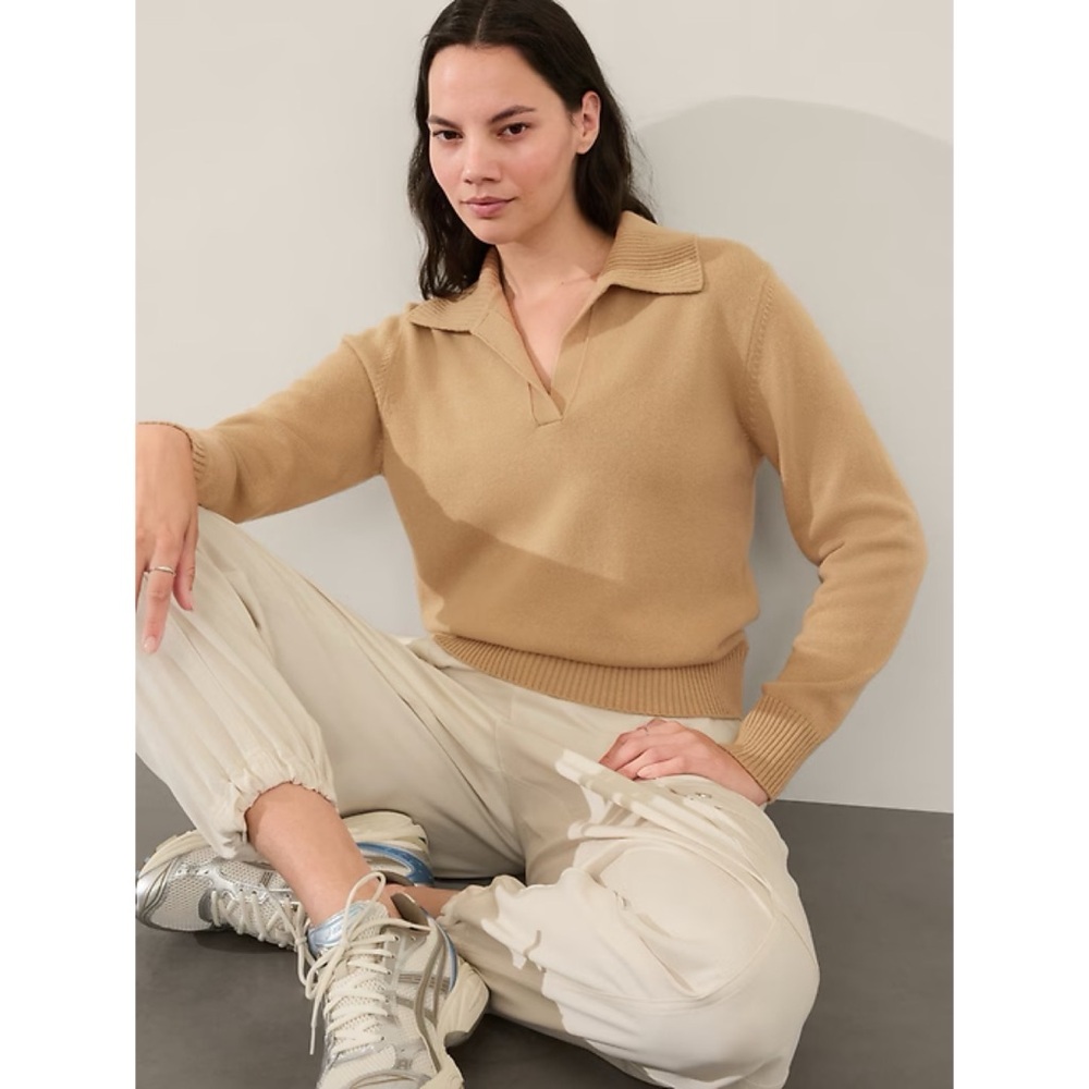 NWT Athleta Alpine Collar Cashmere and Wool Blend Sweater in Dune Size XL